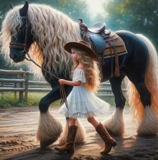 Diamond Painting  Cowgirl mit ihrem Pferd